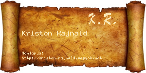 Kriston Rajnald névjegykártya